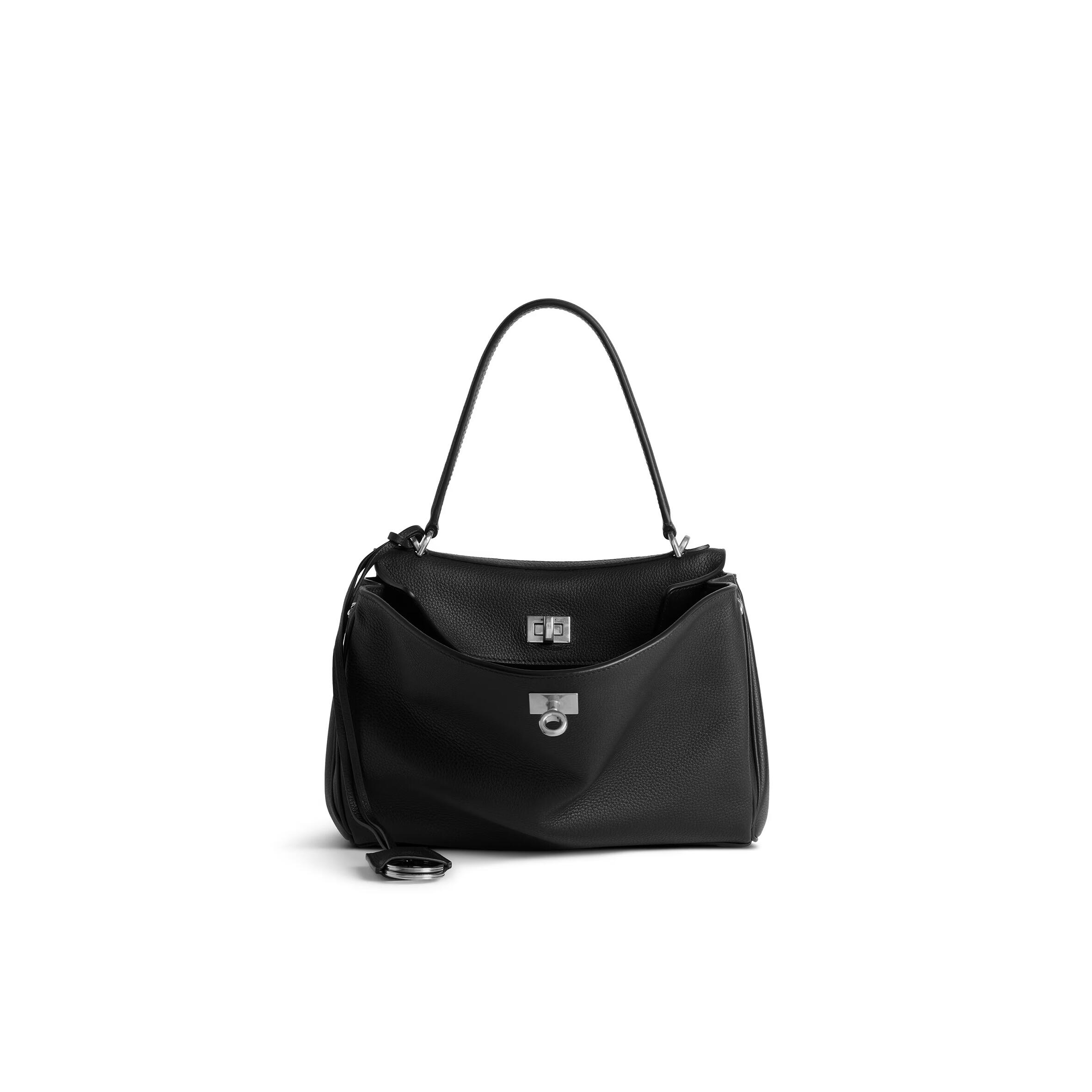 Ba1en*iaga women''s rodeo handbag small grained calfskin in black 7897792abv52000 (27*20*10cm)